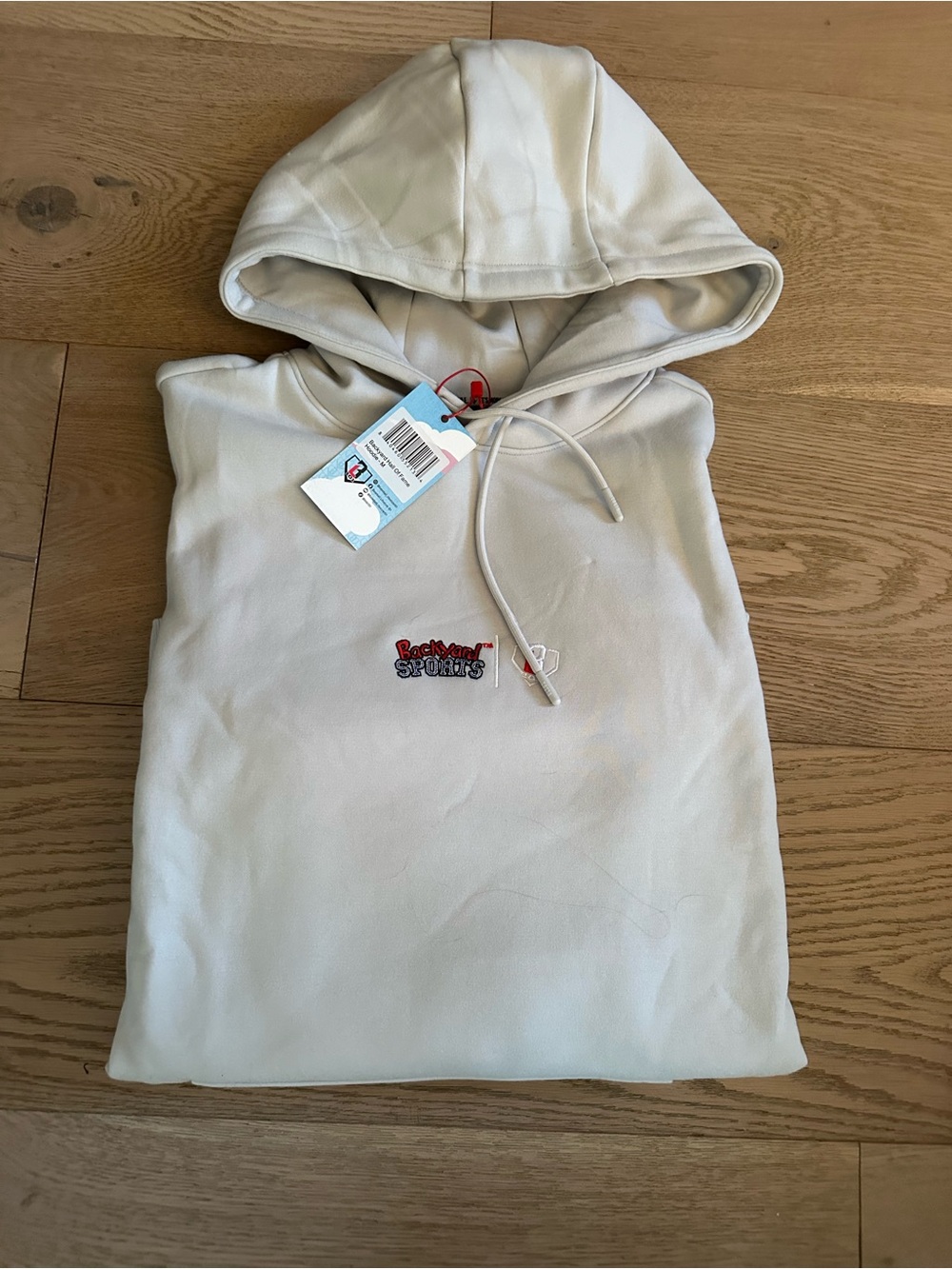 Baseball Lifestyle 101 Cream Hooded Sweatshirt NWT, adult size medium